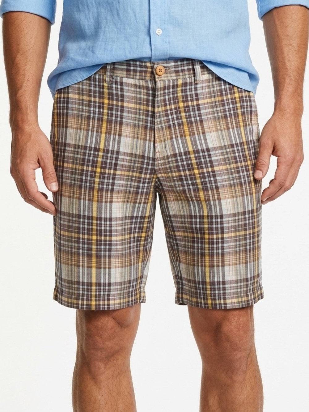 Tommy Bahama Men’s Linen Blend Madras Plaid Shorts Size 34